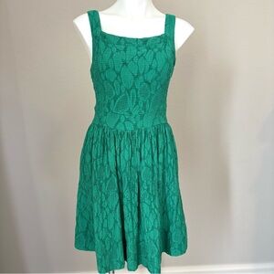 Duro Olowu For JCP Emerald Green Textured A-Line Sleeveless Mini Dress Sz 10